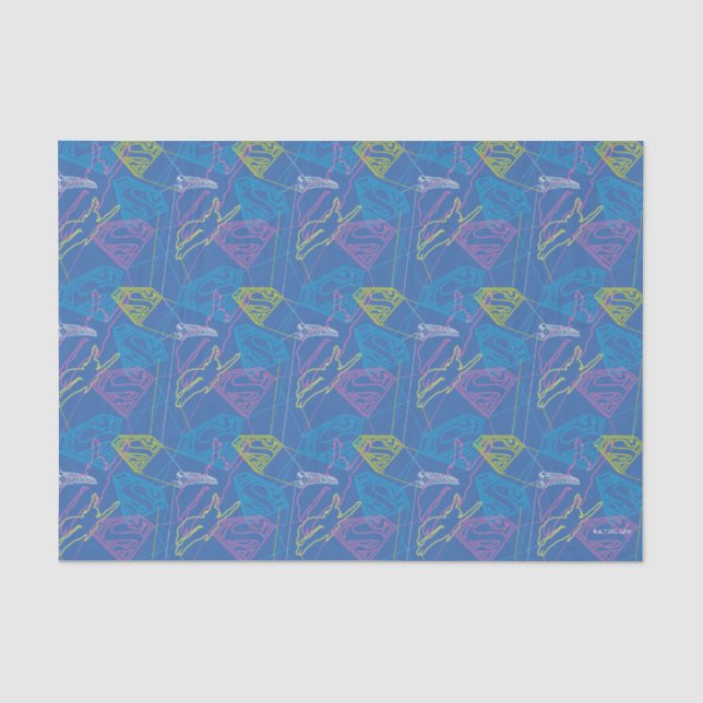 Supergirl and Logo Coloured Outlines Tissue Paper (Front)