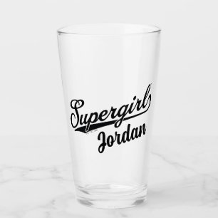 Supergirl Baseball All-Star Name Logo Glass