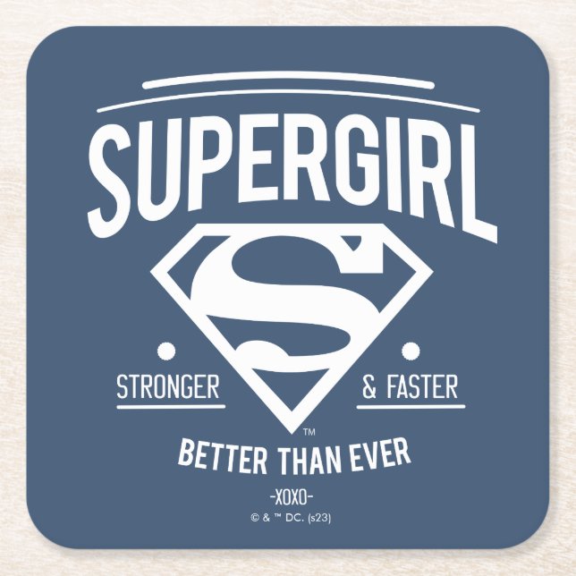 Supergirl Better Than Ever Retro Graphic Square Paper Coaster (Front)