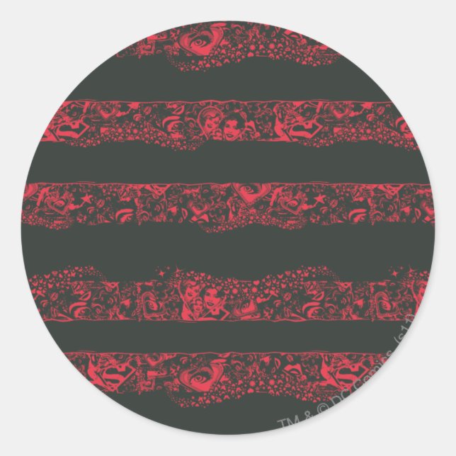 Supergirl Black and Red Line Pattern Classic Round Sticker (Front)