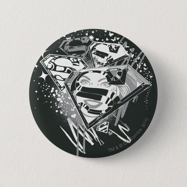 Supergirl Black and White 2 Inch Round Button (Front)