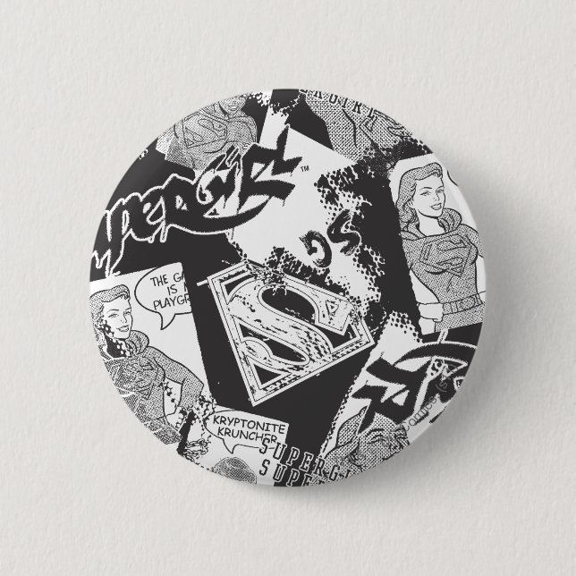 Supergirl Black and White Collage 2 Inch Round Button (Front)