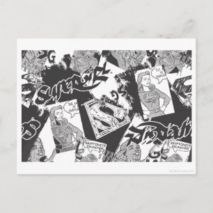 Supergirl Black and White Collage Postcard