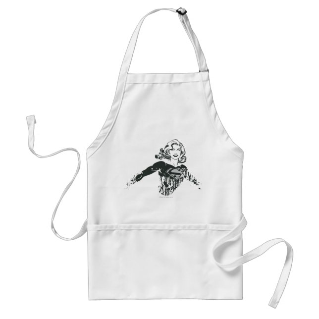 Supergirl Black and White Drawing 1 Standard Apron (Front)