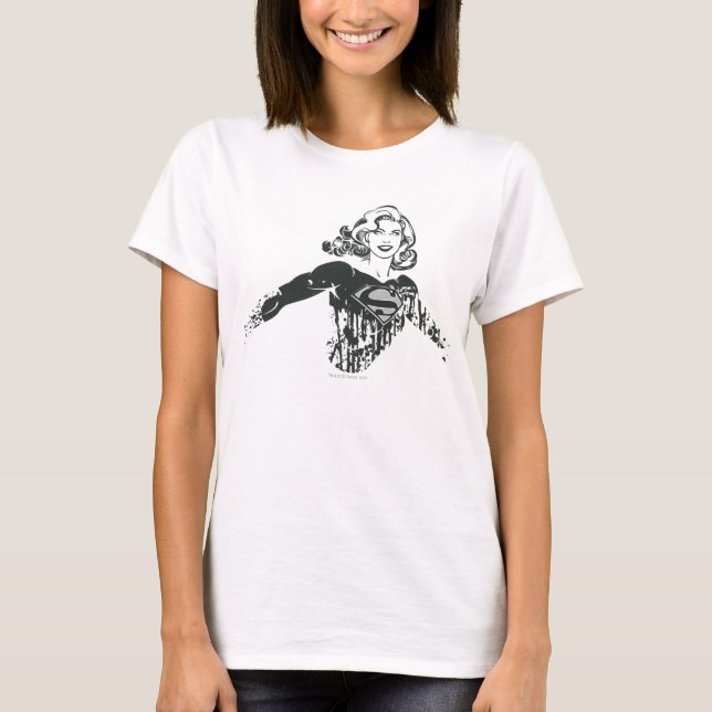Supergirl Black and White Drawing 1 T-Shirt (Front)