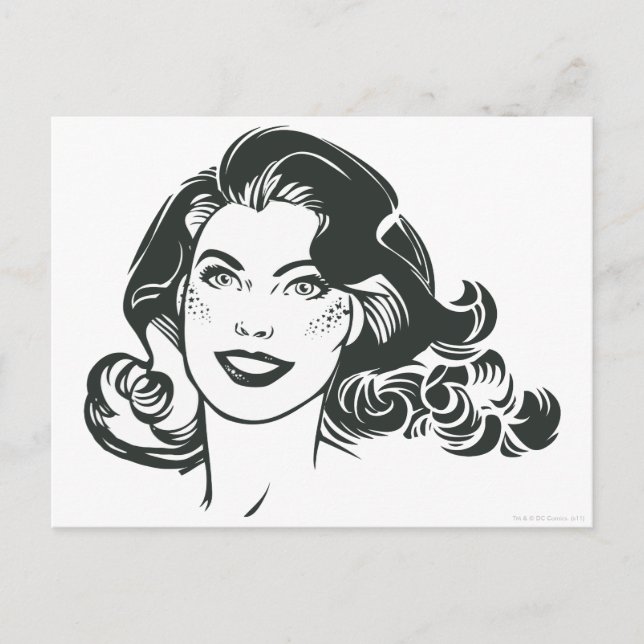 Supergirl Black and White Drawing 2 Postcard (Front)