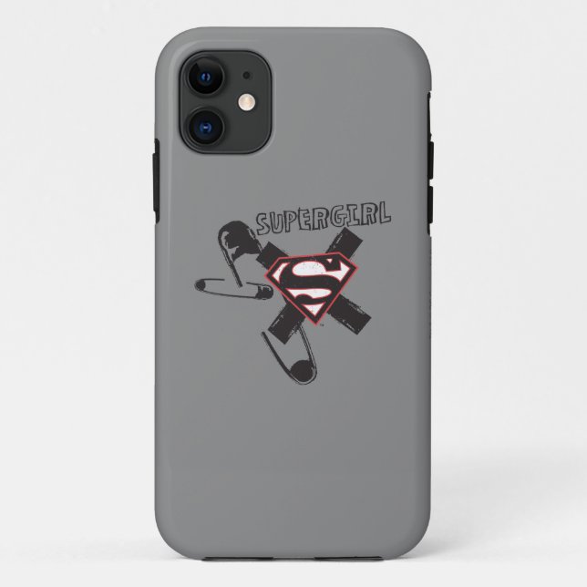 Supergirl Black Safety Pins Case-Mate iPhone Case (Back)