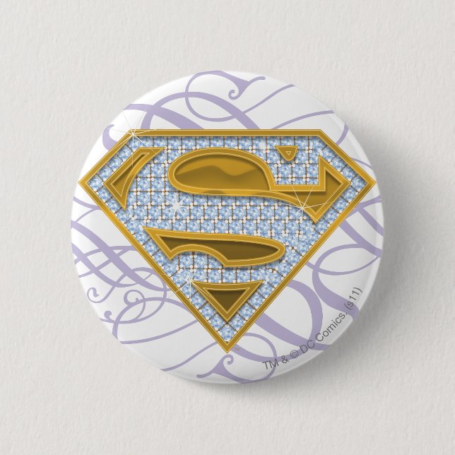 Supergirl Blue Jewels 2 2 Inch Round Button (Front)