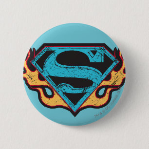 Supergirl Blue Logo with Flames 2 Inch Round Button