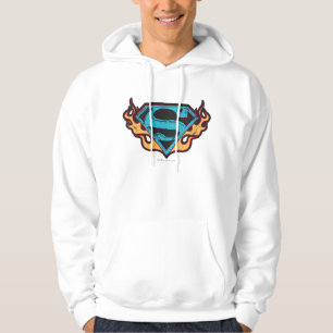 Supergirl Blue Logo with Flames Hoodie