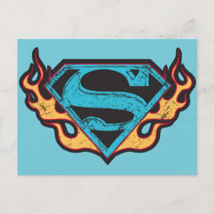 Supergirl Blue Logo with Flames Postcard