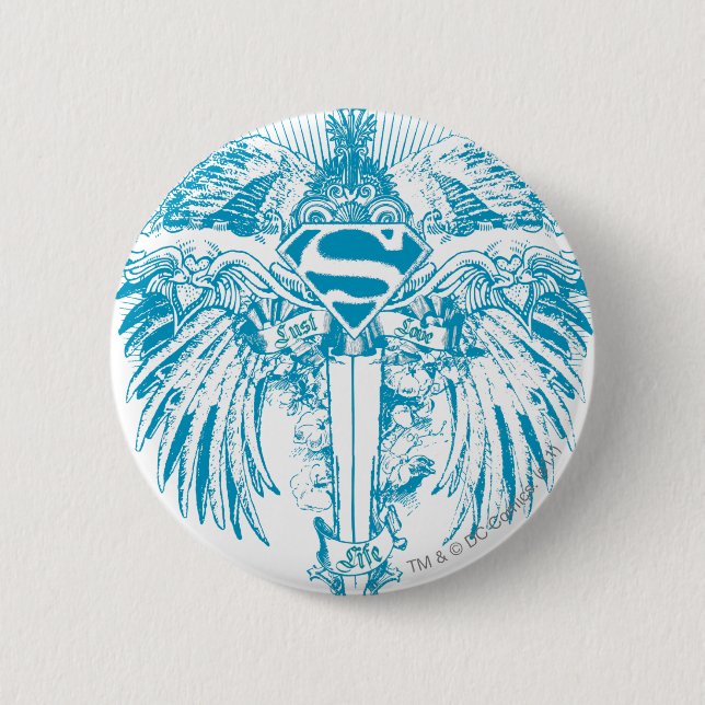 Supergirl Blue Wings 2 Inch Round Button (Front)