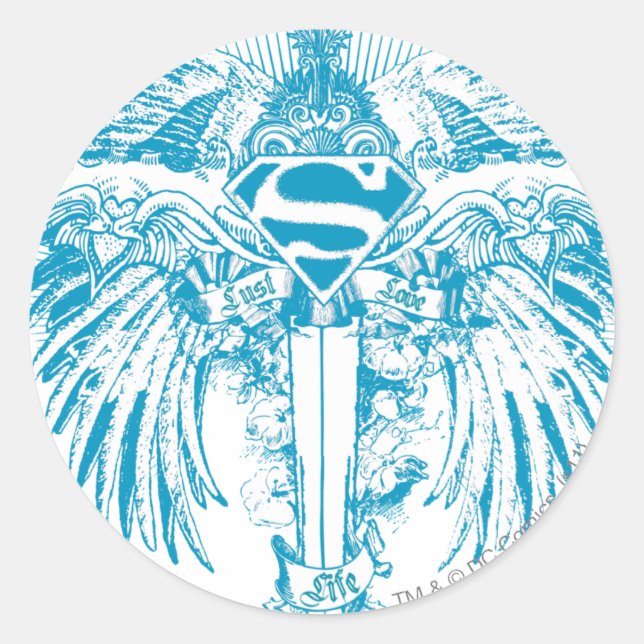 Supergirl Blue Wings Classic Round Sticker (Front)