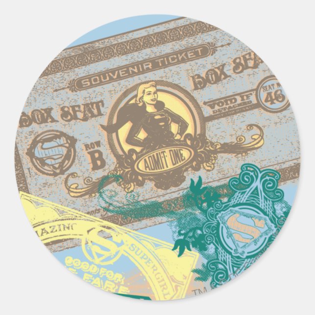 Supergirl Box Seat Blue Classic Round Sticker (Front)