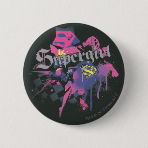 Supergirl Chequered Splatter 2 Inch Round Button