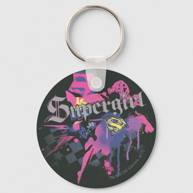 Supergirl Chequered Splatter Keychain (Front)