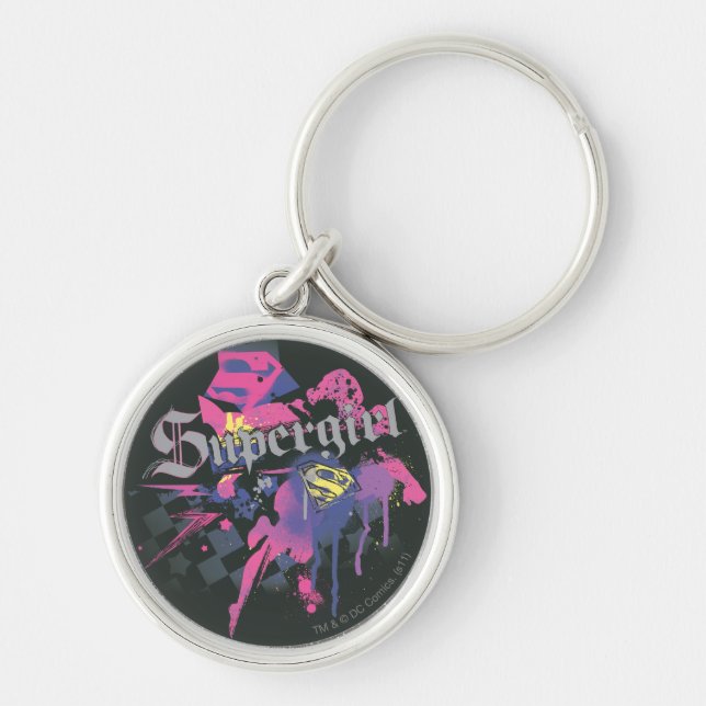 Supergirl Chequered Splatter Keychain (Front)