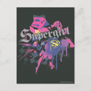 Supergirl Chequered Splatter Postcard