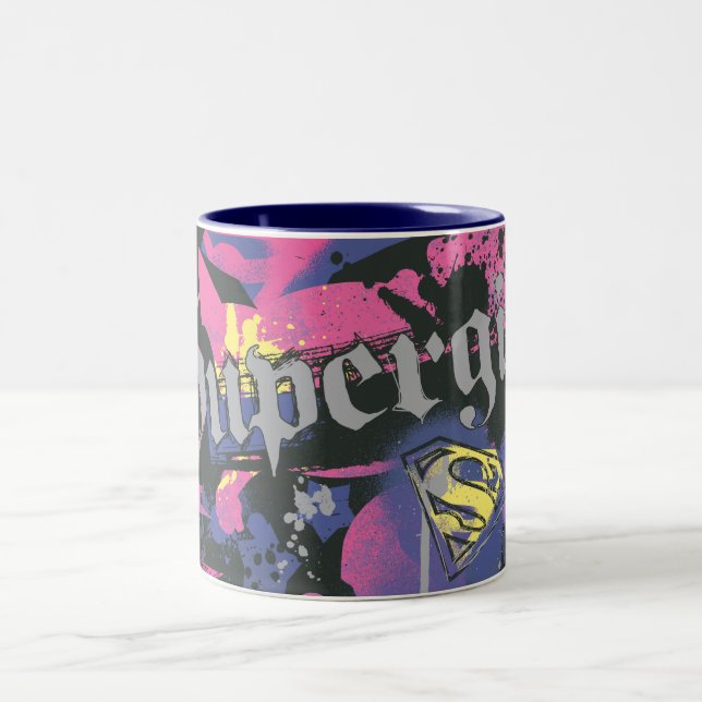 Supergirl Chequered Splatter Two-Tone Coffee Mug (Center)