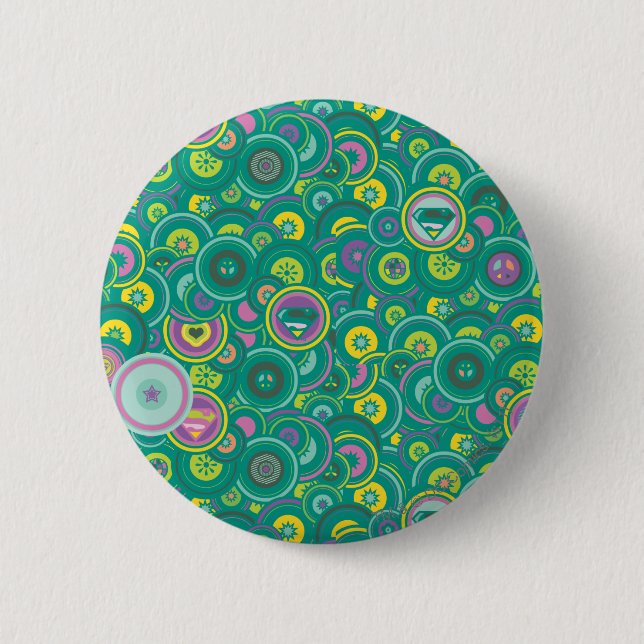 Supergirl Circle Green Pattern 2 Inch Round Button (Front)