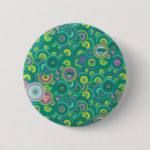 Supergirl Circle Green Pattern 2 Inch Round Button