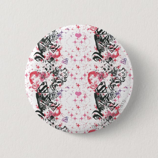 Supergirl Collage Pattern 2 Inch Round Button (Front)
