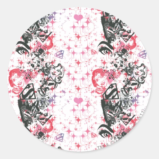 Supergirl Collage Pattern Classic Round Sticker (Front)