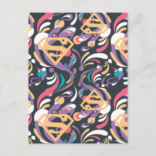 Supergirl Color Splash Swirls Pattern 8 Postcard