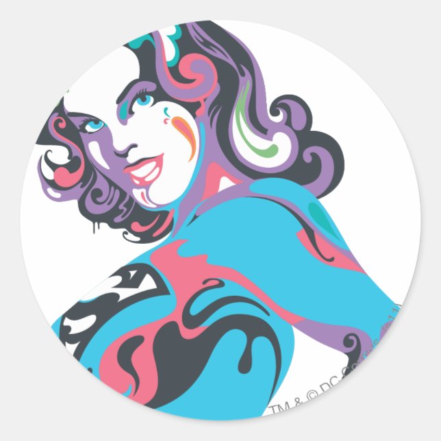 Supergirl Colour Splash Pose 1 Classic Round Sticker (Front)