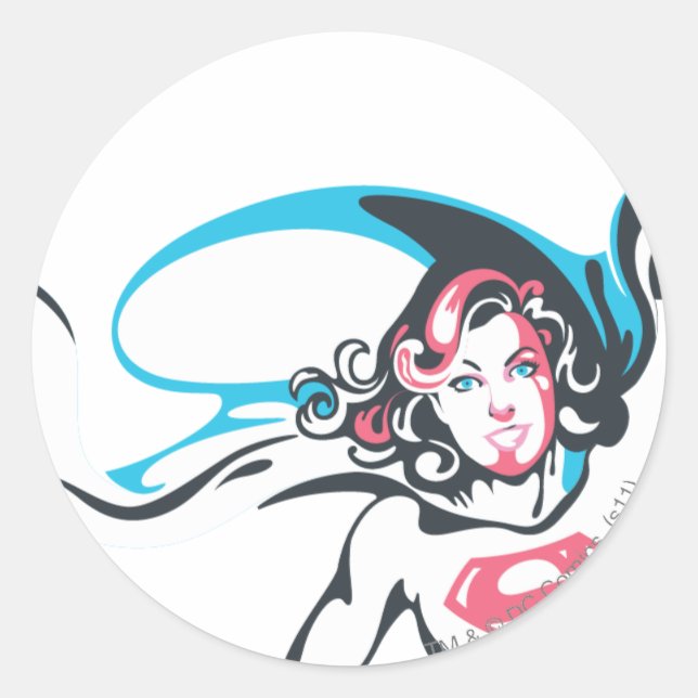 Supergirl Colour Splash Pose 2 Classic Round Sticker (Front)