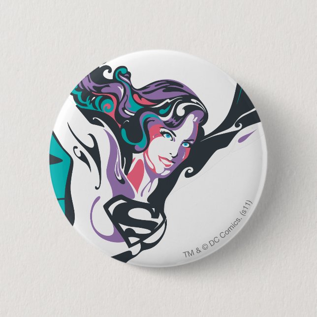 Supergirl Colour Splash Pose 3 2 Inch Round Button (Front)