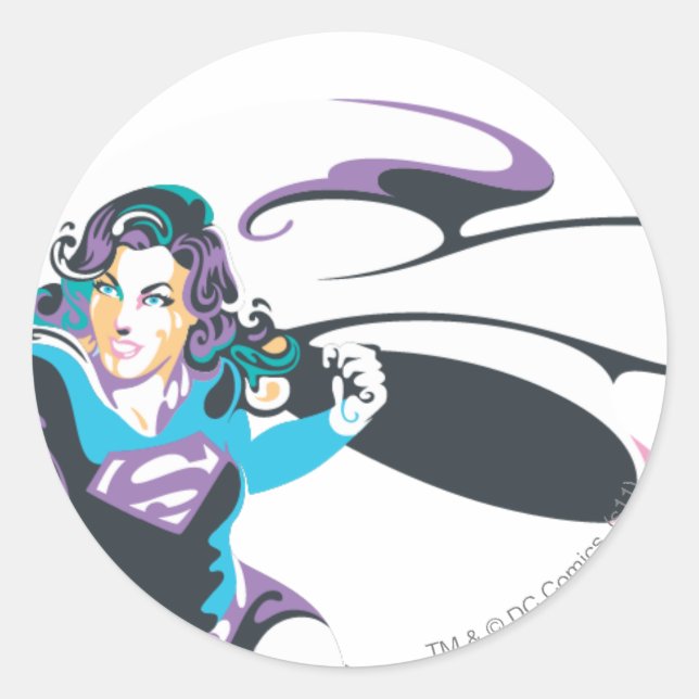 Supergirl Colour Splash Pose 4 Classic Round Sticker (Front)