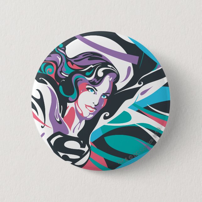 Supergirl Colour Splash Swirls 2 2 Inch Round Button (Front)
