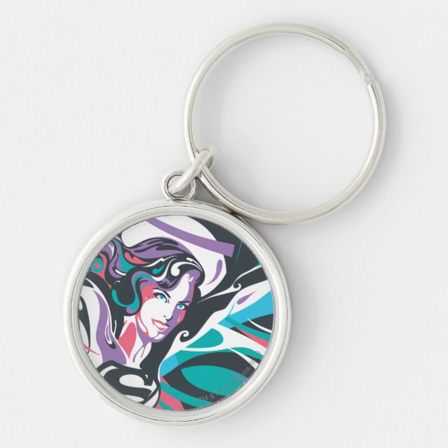 Supergirl Colour Splash Swirls 2 Keychain (Front)