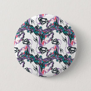 Supergirl Colour Splash Swirls Pattern 3 2 Inch Round Button