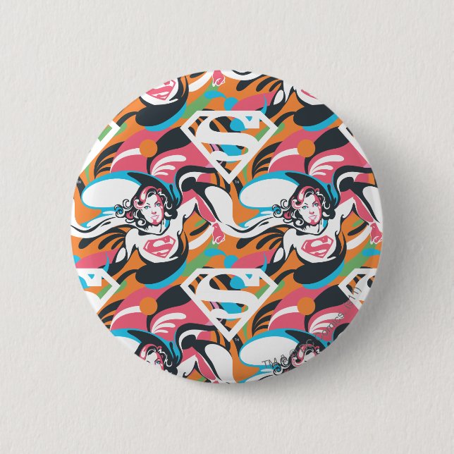 Supergirl Colour Splash Swirls Pattern 4 2 Inch Round Button (Front)