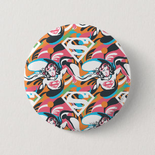 Supergirl Colour Splash Swirls Pattern 4 2 Inch Round Button