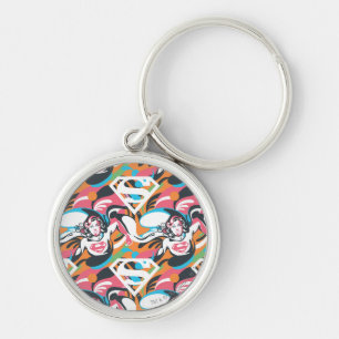 Supergirl Colour Splash Swirls Pattern 4 Keychain