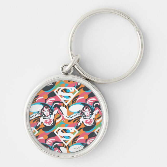 Supergirl Colour Splash Swirls Pattern 4 Keychain (Front)