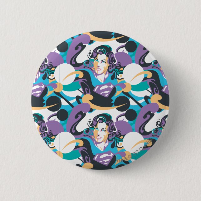 Supergirl Colour Splash Swirls Pattern 5 2 Inch Round Button (Front)