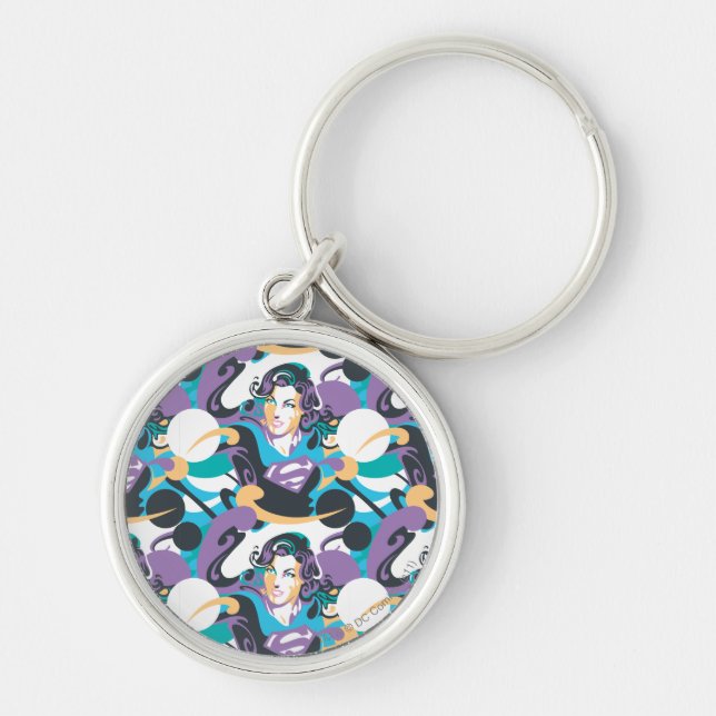 Supergirl Colour Splash Swirls Pattern 5 Keychain (Front)