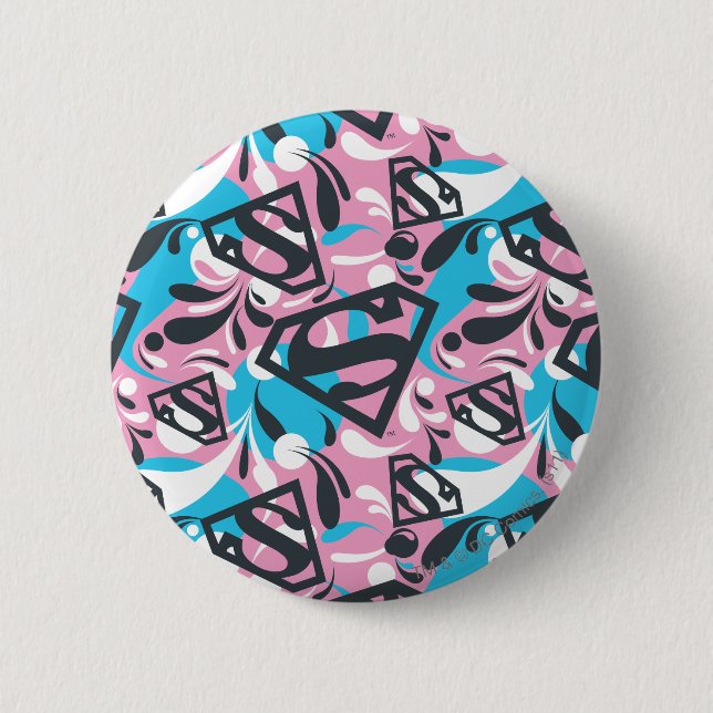 Supergirl Colour Splash Swirls Pattern 6 2 Inch Round Button (Front)