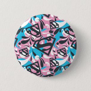 Supergirl Colour Splash Swirls Pattern 6 2 Inch Round Button