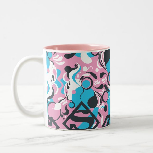 Supergirl Colour Splash Swirls Pattern 7 Two-Tone Coffee Mug (Left)