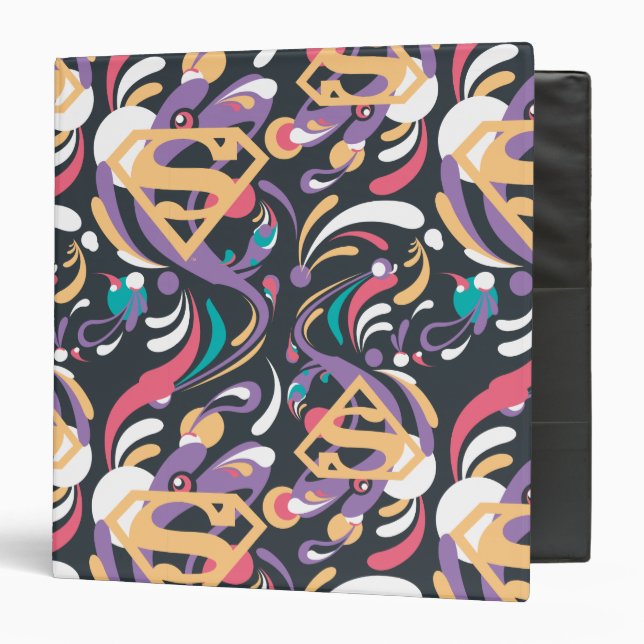 Supergirl Colour Splash Swirls Pattern 8 Binder (Front/Inside)
