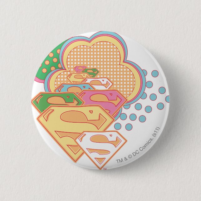 Supergirl Colourful Cloud Logo 2 Inch Round Button (Front)
