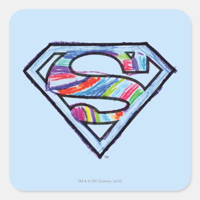 Supergirl Colourful Sketch Logo Square Sticker (Front)
