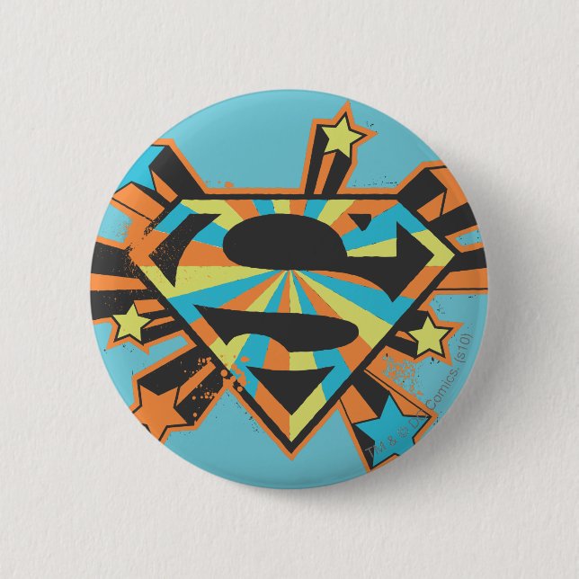 Supergirl Colourful Stars Logo 2 Inch Round Button (Front)
