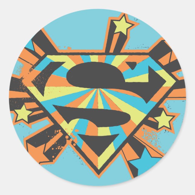 Supergirl Colourful Stars Logo Classic Round Sticker (Front)