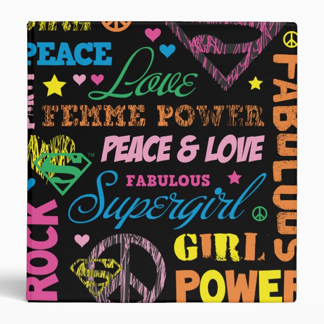 Supergirl Colourful Text Collage Binder (Front)